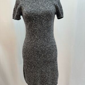 Theory Gray/Black Wool Blend Knit Midi Dress S (petite)